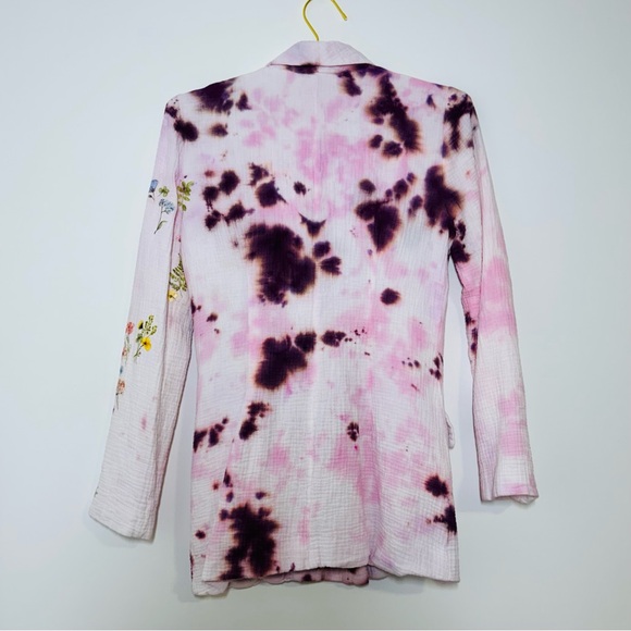 L*Space Tie Dye Women’s Collared Button Blazer Pink Purple White Floral Sleeve 6 - Picture 12 of 14